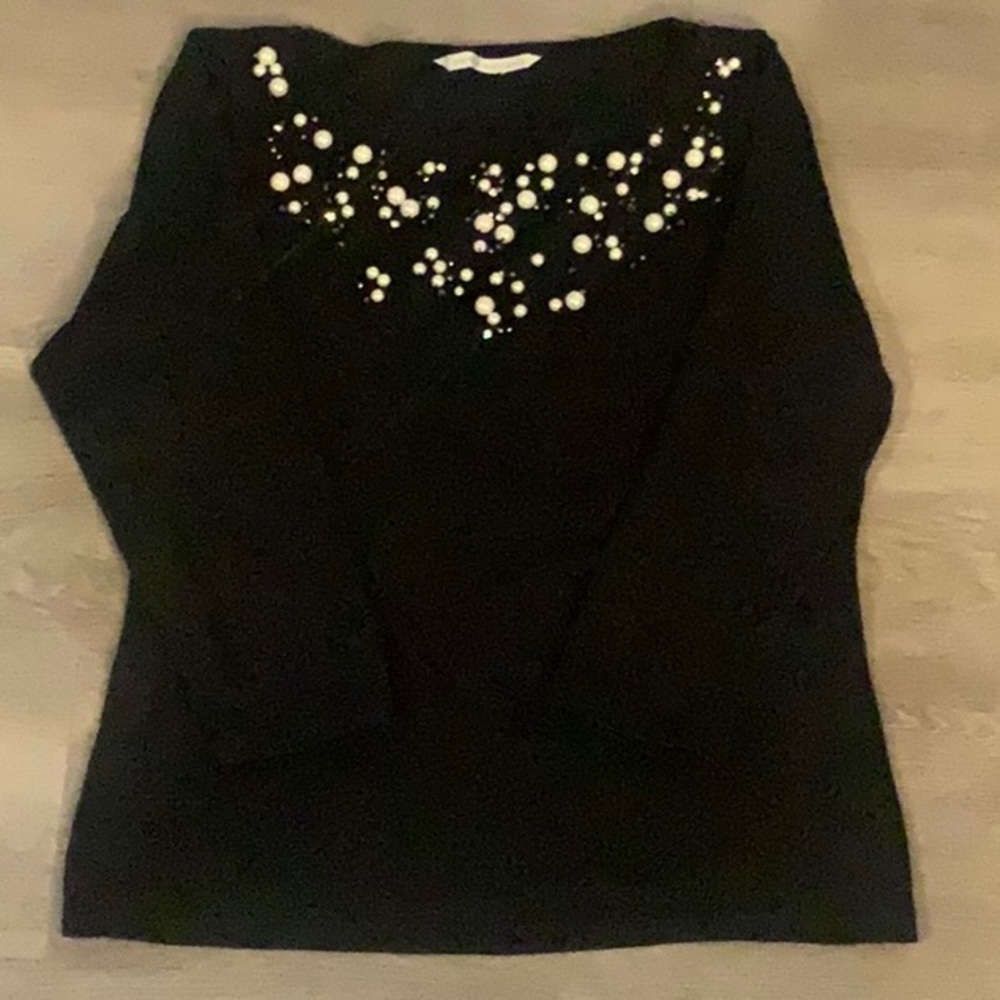 Peter Nygard Black Beaded Sweater Size 10